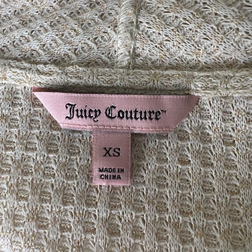 Juicy Couture Open Front Cardigan Gold/Cream Thread Waffle Knit XS NWOT‎ - Picture 4 of 6